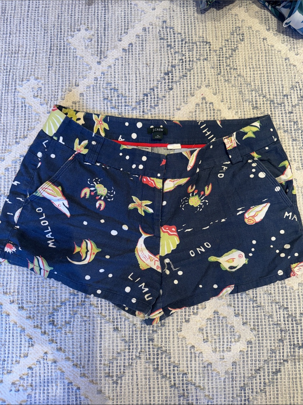 J. Crew Navy Hawaiian Printed Cotton Shorts - vintage size 10